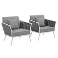 thumbnail image 1 of Modway Chaise de Patio en Aluminium et Tissu Stance en Blanc et Gris (Lot de 2), 1 of 7