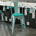 thumbnail image 4 of BizChair Commercial Grade 24" High Mint Green Metal Indoor-Outdoor Counter Height Stool with Back with Mint Green Poly Resin Wood Seat, 4 of 13