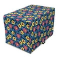 thumbnail image 1 of Floral Dog Crate Cover, Colorful Hand Drawn Inspired Arrangement of Flowers Leaves Illustration, Easy to Use Pet Kennel Cover Small Dogs Puppies Kittens, 7 Sizes, Azure Blue Yellow Coral, by Ambesonne, 1 of 6