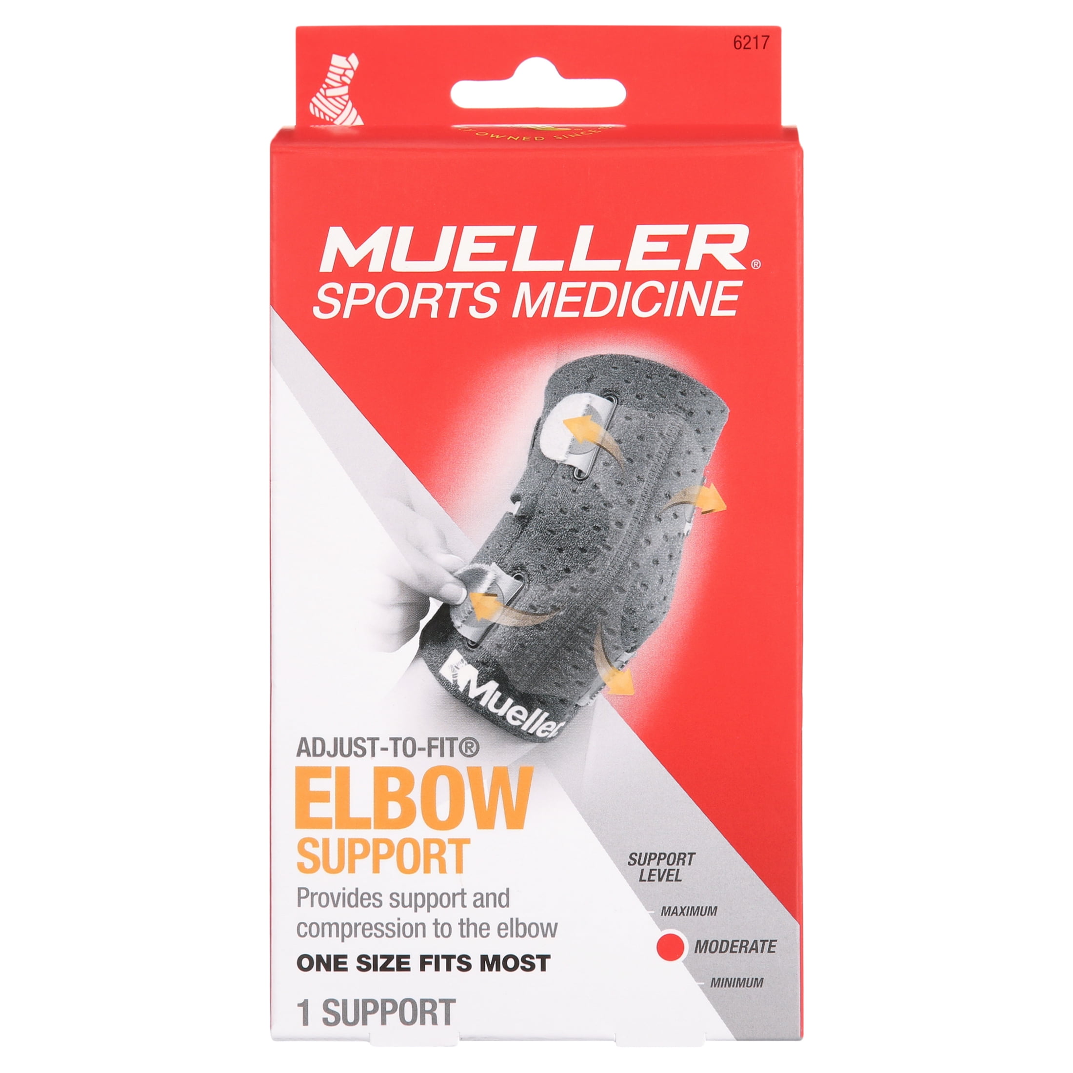Mueller Adjust-to-Fit Elbow Support, Gray, One Size Fits Most