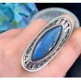 thumbnail image 4 of HETICA Labradorite Ring Blue Vintage Bohemian Ring Handmade Fashion Women's Statement Ring, 4 of 6