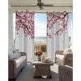 thumbnail image 4 of Spring Flowers Blackout Curtains for Bedroom Living Room, Pink Floral Petals Peaches Branches Chinese Wind 45 In Long Thermal Insulated Room Darkening Drapes Grommet Window Treatments, 42 x 45 In, 4 of 9