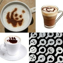 16Pcs Plastic Cappuccino Coffee Foam Spray Template Stencils DIY Decorating Printing Mold