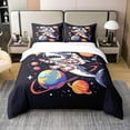 thumbnail image 2 of Shark Astronauta Funda Nórdica para Niños Adolescentes, Starry Galaxy Planets Purple Glitter, 2 of 7