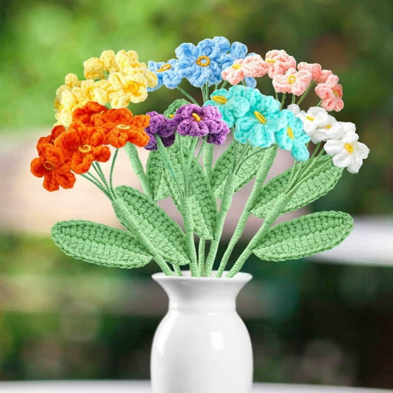  Handmade Forget Me Not Flowers, Crochet Forget-me-not  Artificial Flower, Crochet Plants for Home Office Desk Bedroom Decoration  (Blue, 6pcs) : Home & Kitchen