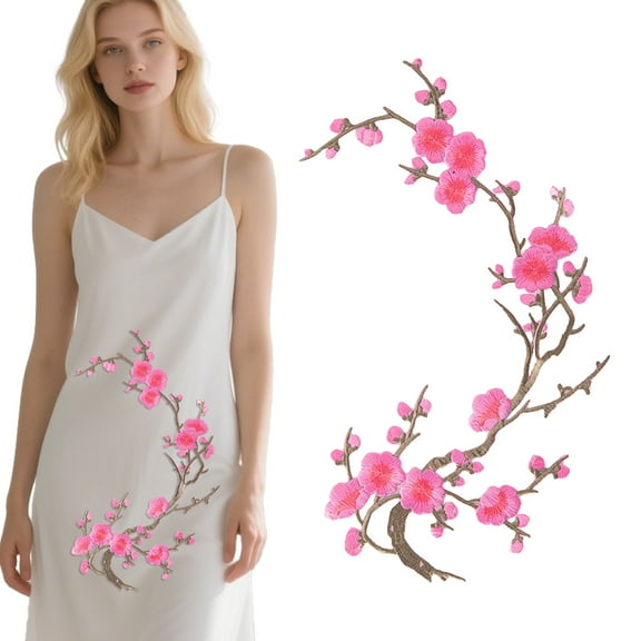 Cherry Iron-On Embroidered Flower Vine Appliques - for Jeans,Clothing,Jackets,Backpacks,Diy Handicrafts,21 Colors