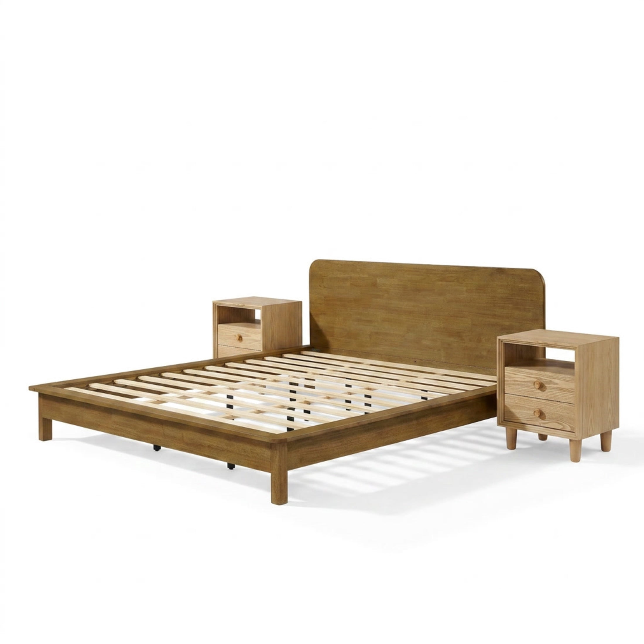 Christopher Knight Home Modern Bedroom Set, Wood King Platform Bed with 2 Nightstands, Natural