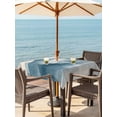 thumbnail image 3 of Outdoor Tablecloth with Umbrella Hole for Patio/Picnic/Party/Camping, Mountain Peak Waterproof Table Cloth Square Cover Washable, Blue Beige Mist Zen Modern Nature Fantasy (54"x 54"), 3 of 9