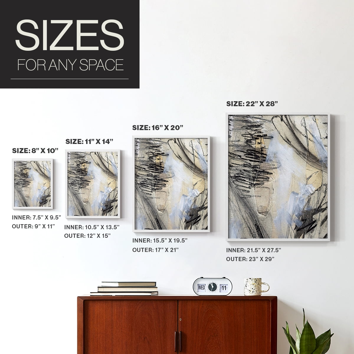 Masked Notes VI Framed Print in White Solid Wood Framed Print No Nail Hanging