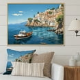 thumbnail image 2 of Designart "Capri, Italy Mediterranean Blue Village III" Extra Large Landscapes Framed Wall Art - Global Blue Landscape Italy Entryway Framed Wall Art, 2 of 7