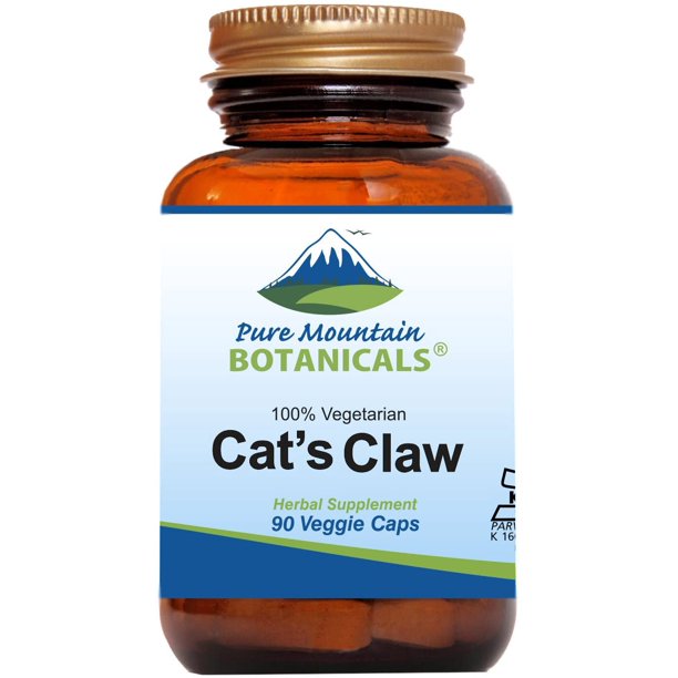 Cat's Claw Capsules Kosher Vegan Herbal Supplements Brown Glass Bottle
