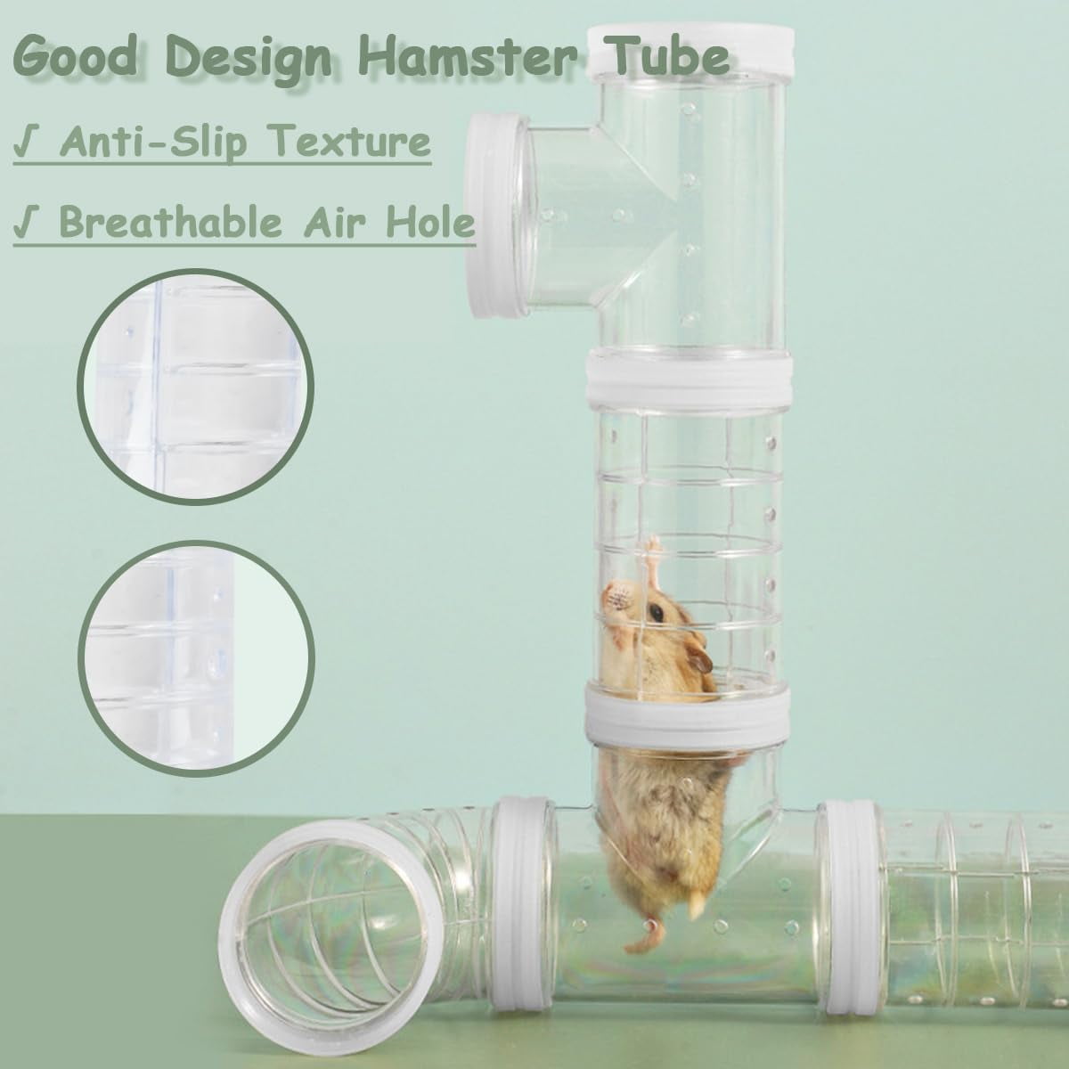 2 Hamster Tubes Kits, FHDUSRYO DIY Hamster Tunnel Adventure External Pipe, Transparent Connection Track Rat Toy Hamster Cage Accessories for Hamster Mouse Small Animals Sports Expand Space (White)