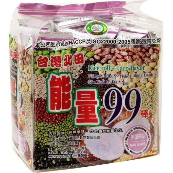 All natural Pei Tien Energy 99 rice cake roll 6.35oz ( Flavor, 4 Packs)