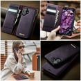 thumbnail image 5 of ELEHOLD Magnetic Detachable Wallet Case for iPhone 16, Shockproof Faux Leather Stand RFID Card Slots Detachable Mag-Safe Magnetic Case Cover,Removable Back Shell,Purple, 5 of 12