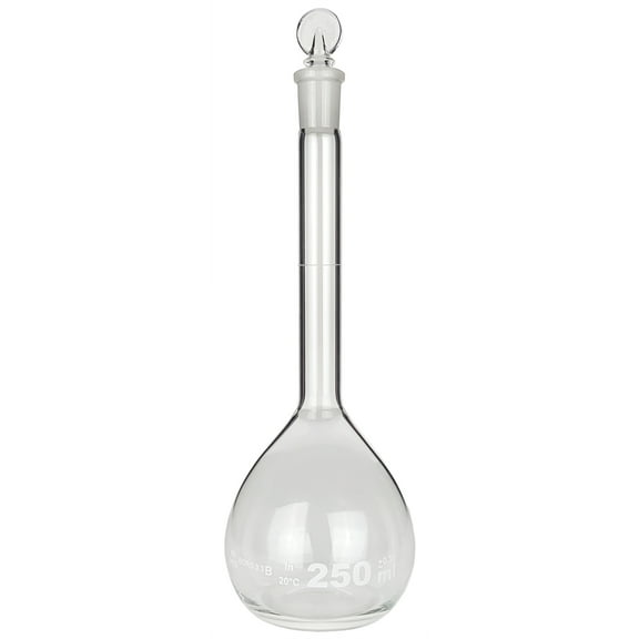 Flask, Volumetric with Ground Glass Stopper, 250ml Capacity