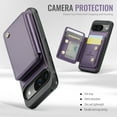 thumbnail image 3 of Wallet Case for Google Pixel 9 / 9 Pro Compatible with MagSafe, Magnetic Detachable Card Slots Holder PU Leather Kickstand RFID Blocking Camera Protection Luxury Case,Purple, 3 of 11