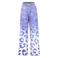 thumbnail image 5 of DeHolifer Wide Leg Pants For Women High Waist Leopard Print Drawstring Loose Comfy Trousers with Pocket Light Blue XL, 5 of 5