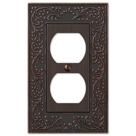 Amerelle 43DVB English Garden Wallplate, 1 Duplex, Cast Metal, Aged Bronze, 1-Pack