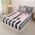 thumbnail image 2 of Manfei Monogram Print D Zipper Queen Comforter Set with Fitted Sheet and 2 Pillowcases,Cute Coquette Bow Zipper Bedding Set,Pink Reversible,4-Piece, 2 of 7