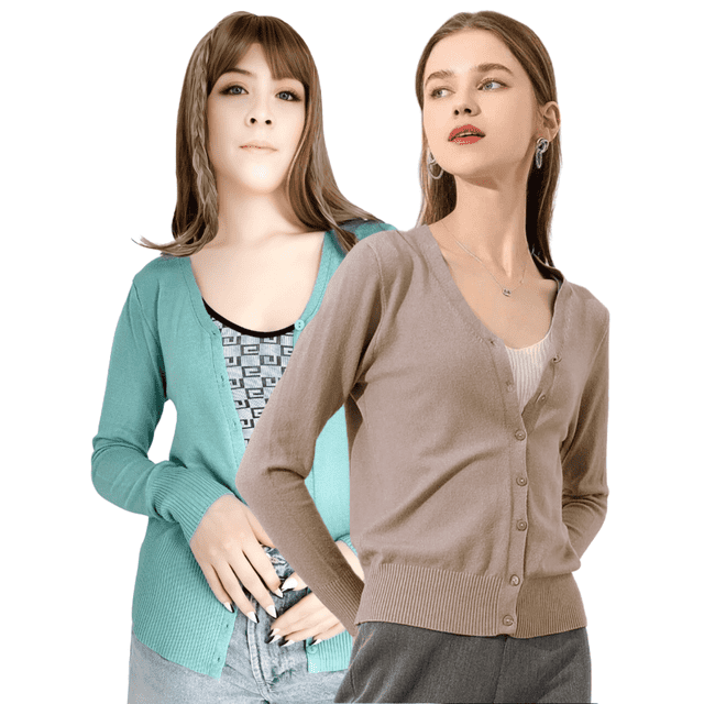 Set De 2 Sueter De Mujer Manga Larga Unitalla Sueteres Botón Sweater