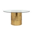 thumbnail image 3 of Pangea Home Margot Metal Dining Table with Glass in Gold Leaf, 3 of 3