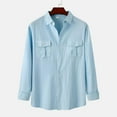 thumbnail image 4 of adviicd Black Button Down Shirt Men Mens Hipster Mandarin Collar Slim Fit Long Sleeve Casual Button Down Oxford Dress Shirt with Pocket Light Blue S, 4 of 5