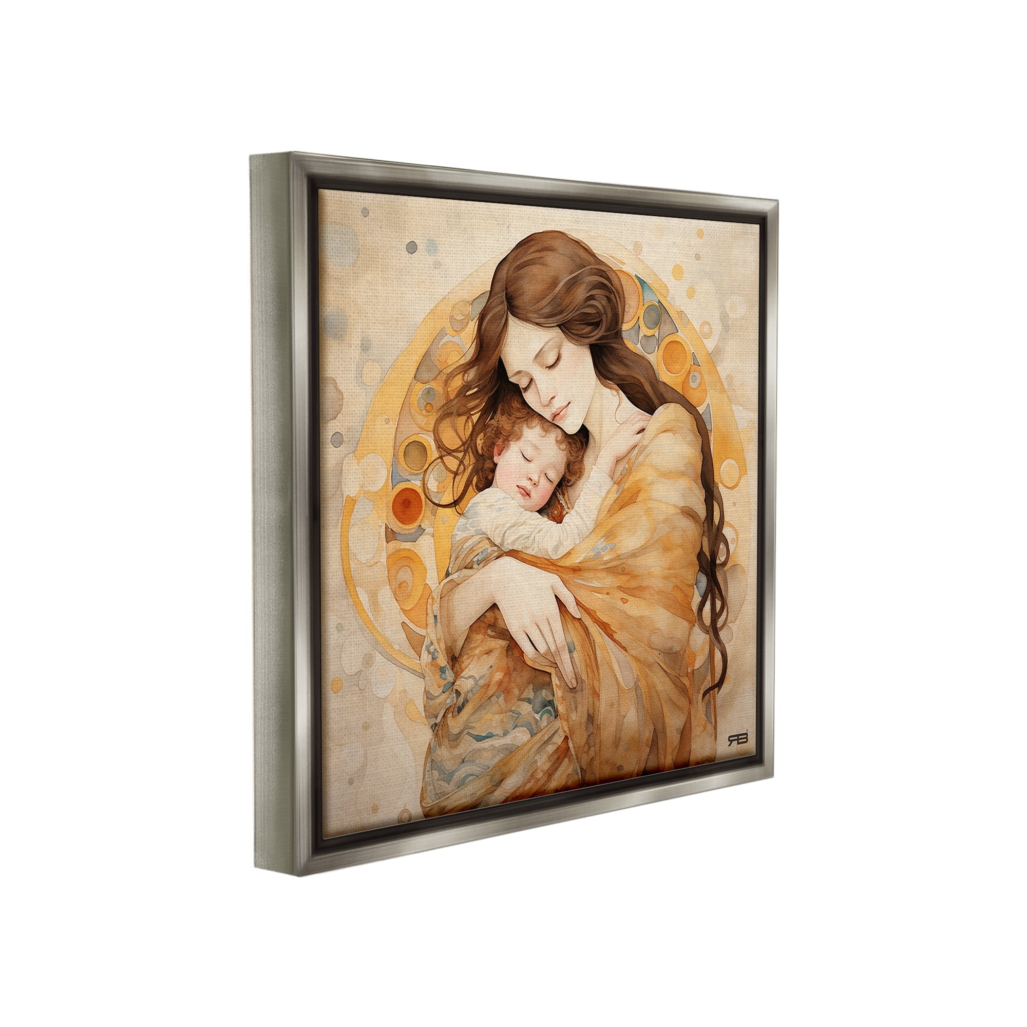 Stupell Industries Traditional Mother & Child Abstract Painting Gray Floater Framed Canvas Art Print Wall Art, 18 x 18