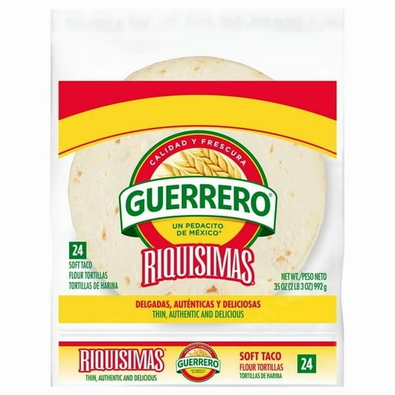 Guerrero Riquisimas Flour Tortillas, Soft Taco Size, 24 Count (Pack of 2)