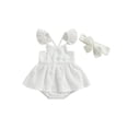 thumbnail image 1 of xiaxaixu Ensemble de Barboteuse pour Bébé Fille, Robe Trapèze à Manches Volantées et Col Ras du Cou avec Bandeau pour un Usage Quotidien Décontracté, 1 of 8
