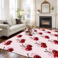 thumbnail image 2 of Pink Cherry Area Rugs 8'x10', Washable Small Throw Rugs for Living Room Patio, Farmhouse Watercolor Cherries Fruits Indoor Outdoor Rug Non-Slip Low Pile Carpet Runner Reversible Floor Mats, 2 of 8
