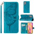 thumbnail image 1 of SaniMore Case for Samsung Galaxy S23 Ultra (6.8" 2023), PU Leather Skin with Luxury Embossed Butterfly [Wrist Strap & Card Slots & Flip Kickstand] ull-body Shockproof Business Wallet Cover, Blue, 1 of 10
