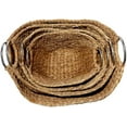 thumbnail image 4 of Seagrass Handmade rative and Functional Storage Basket Woven Curved Basket Organizer with Silver Metal Handles, Set of 4 Basket for Storage 14", 16", 19", 21"W, Brown, 4 of 12