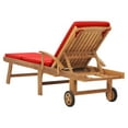 thumbnail image 5 of vidaXL Chaise Longue avec Coussin en Bois de Teck Massif Rouge, 5 of 5