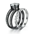 thumbnail image 3 of MABELLA Women 2.71 TCW Round Cut Cubic Zirconia CZ Black Stainless Steel Wedding Band Engagement Ring Set Size 7, 3 of 10