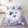 thumbnail image 2 of Feelyou Cartoon Sea Turtle Bedding Comforter Set 7pcs, Kawaii Ocean Animal Queen Bedding Sets, Seashell Starfish Coral Reversible Queen Sheet Sets, Breathable Home Decor, 2 of 8
