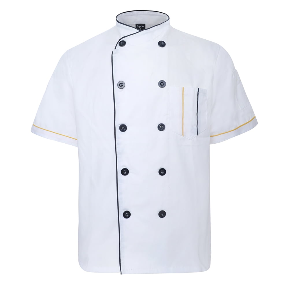 Premier Short Sleeve Chef's Jacket Front Unisex Studded Jackets Kitchen PR664 