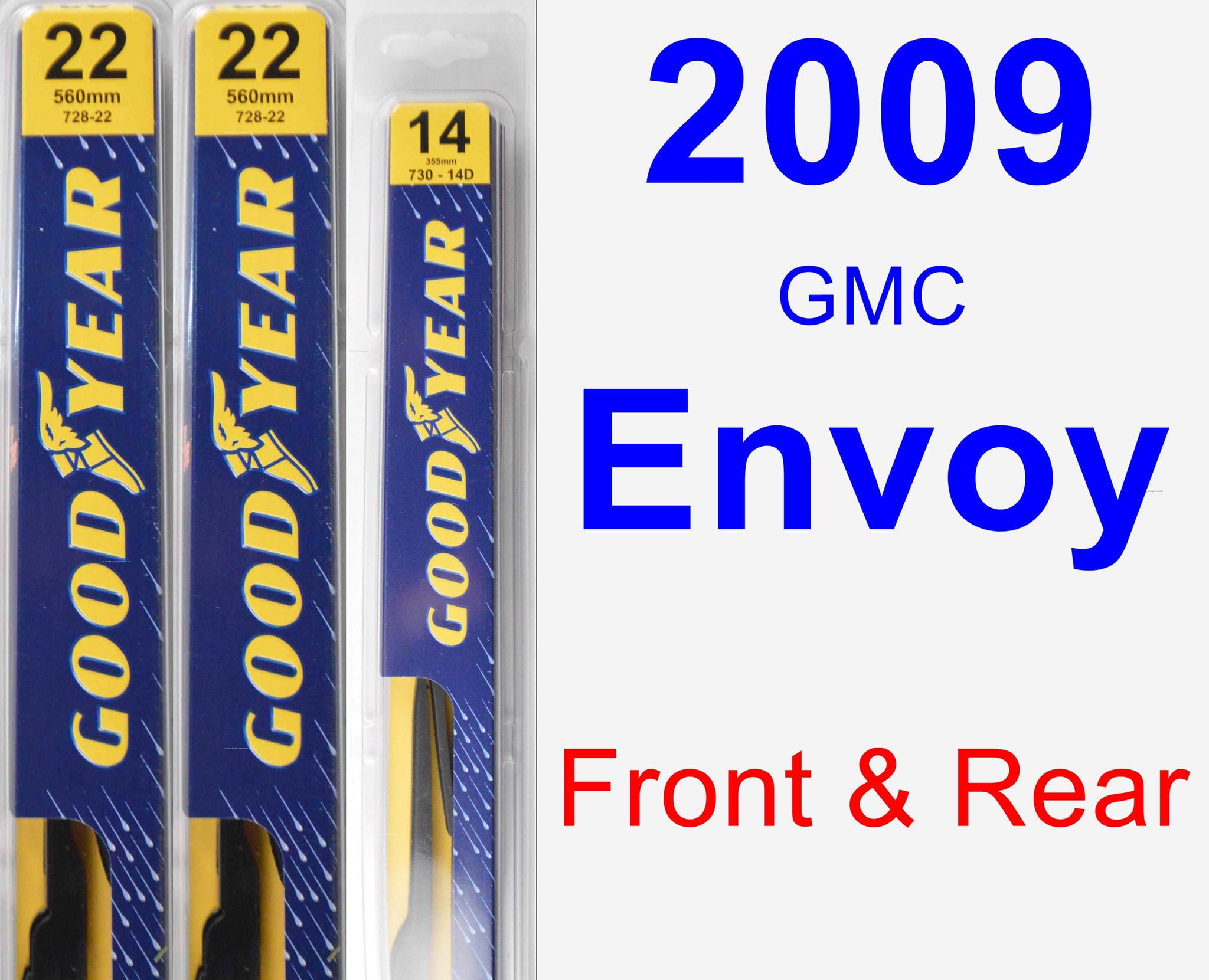 2009 GMC Envoy Wiper Blade Set/Kit (Front & Rear) (3 Blades) Rear