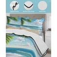 thumbnail image 4 of Quilts Twin XL Size, Summer Beach Soft Comforter Bedding Set for Bed, Coastal Ocean Tropical Palm Trees Lightweight Quilted Bedspread with Pillow Cover(2 Pieces) for All Season, 68x98 Inch, 4 of 6