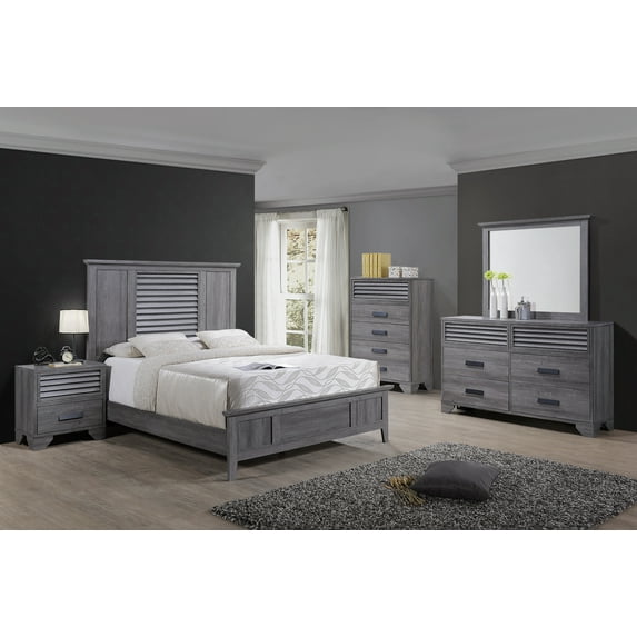 Emmaline Gray Panel Bedroom Set Special King 3 Piece: Bed, 2 NightStands