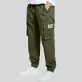 thumbnail image 2 of Akiihool Kids Cargo Pants Boys Cargo Pants Elastic Waist Cotton Casual Hiking Multi-Pockets Pant(AG,11-12 Years), 2 of 6