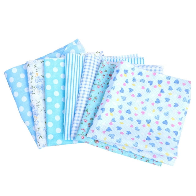 Eddwiin DIY Handcraft Cotton Fabric Printed Cloth Sewing Quilting Craft Cloth Set Needlework Accessory Blue 25x25cm