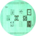 thumbnail image 1 of Ahgly Company Machine Washable Indoor Round Solid Turquoise Blue Modern Area Rugs, 7' Round, 1 of 4