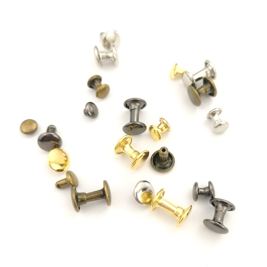 480 Sets 4 Colors Leather Rivets, Double Caps Brass Rivets with Punch Pliers and 3Pcs Install Tools for Leather Crafts