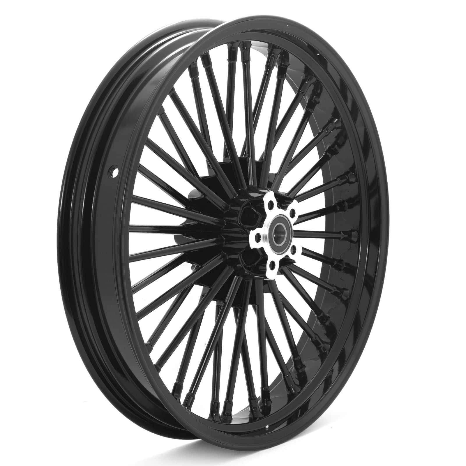 Black fat spoke harley wheels deals