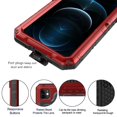 thumbnail image 3 of Dteck Case for Apple iPhone 12 6.1-inch,Luxuy Metal Waterproof Shockproof Rubber Hybrid Aluminum Alloy Back Case with nano waterproof membrane Cover,Red, 3 of 9
