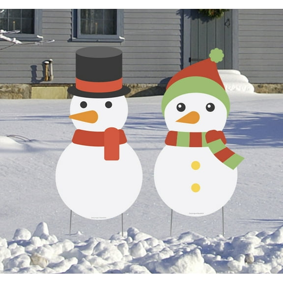Snowman Yard Signs Set of 2