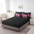 thumbnail image 4 of Manfei Pink Ribbon Bowknot 7pcs Full Bedding Set - Zebra Glitter Print, 4 of 7