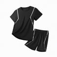 thumbnail image 4 of HCNTES Boys 2Pcs Soccer Set Sport Team Uniform Shirt and Shorts Little Kids Big Kids Basketball Team Sportswear Kid Boys Summer Outfit Set 6T 7T 8T 9T 10T(F02-Black,5-6 Years), 4 of 4