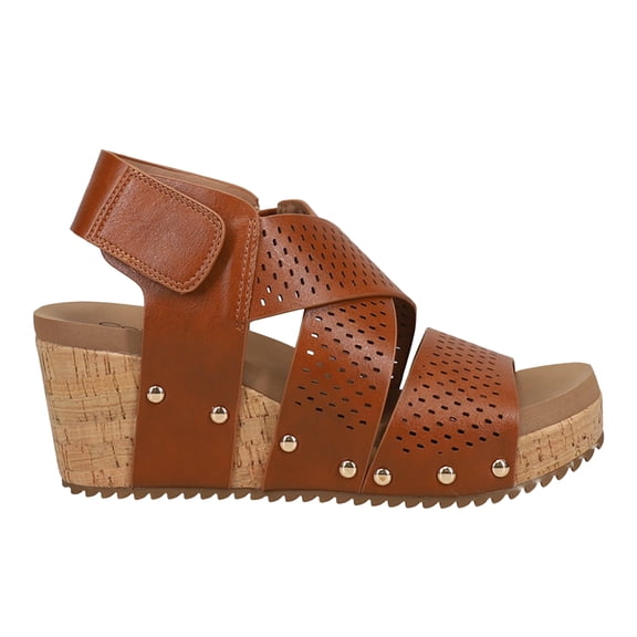 Corkys Womens Guilty Pleasure CutOut Studded Wedge Slingback Casual Shoes