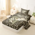 thumbnail image 2 of Feelyou Largemouth Bass Fish Twin Sheet Sets for Men, Farmhouse Wooden Camo Bedding, Brown Green, 3-Piece, 2 of 5